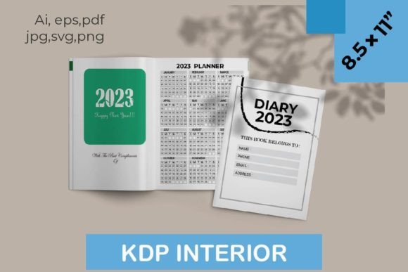 2023 Daily Diary with Weekly Planner: Graphics for KDP Interiors