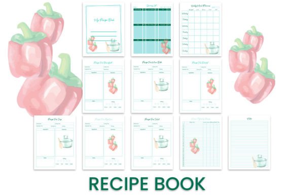 2024 Recipe Book Planner Graphics for Kdp Interiors