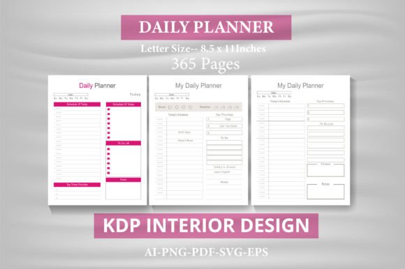 3 Daily Planner for KDP Interiors: A Modern Graphic Design Asset