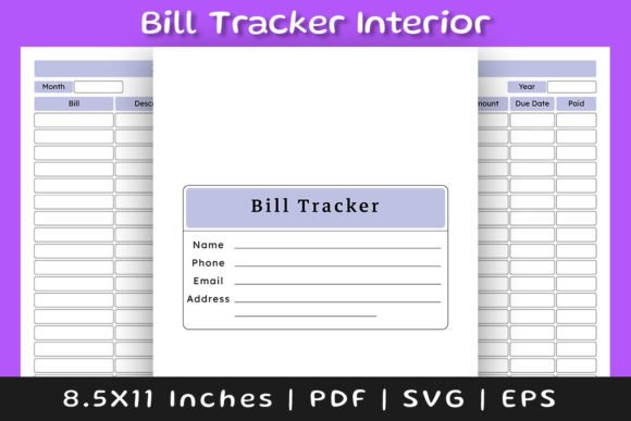 Bill Tracker Organizer Interior: Graphics for KDP Interiors
