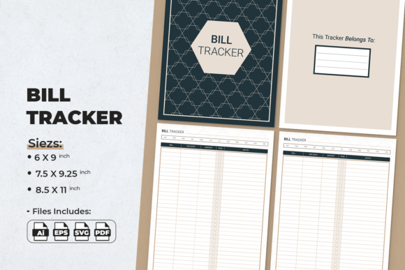 Bill Tracker Planner Template: Graphics for KDP Interiors