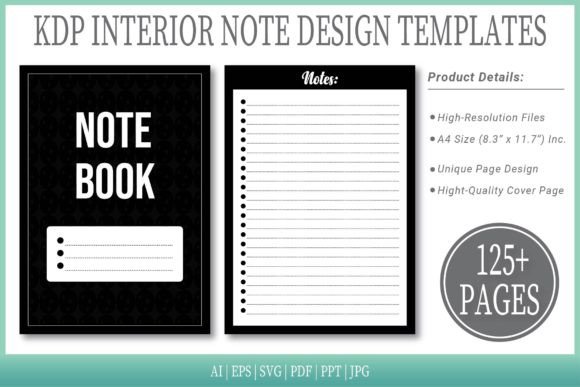 Black Notepad Templates Graphics for Kdp Interiors