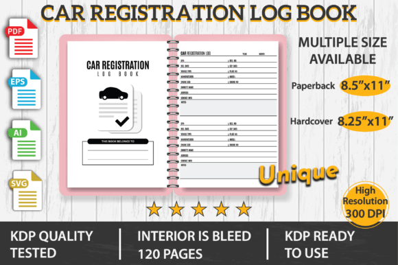 Car Registration Log Book KDP Interior Graphics