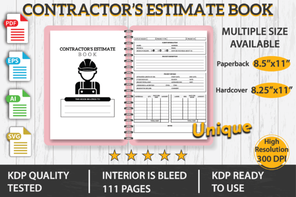Contractor’s Estimate Book Graphics for KDP Interiors