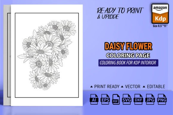 Daisy Flower Coloring Page for Adult: Graphics & Coloring Pages