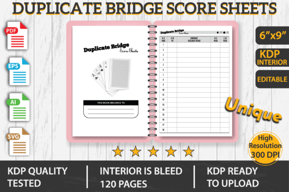 Duplicate Bridge Score Sheets: Graphics for KDP Interiors