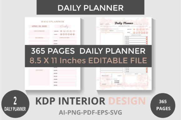 Editable 365 Day Daily Planner Graphics for Kdp Interiors