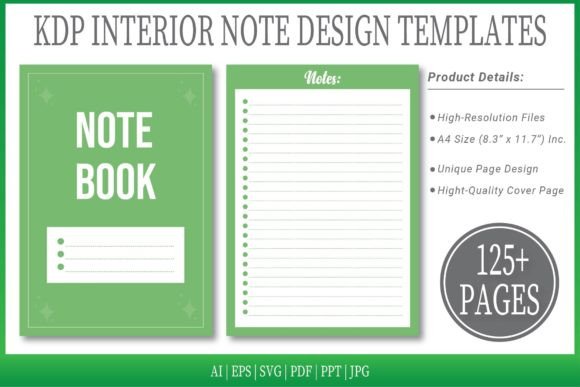 Faded Green Notepad Templates Graphics Kdp Interiors