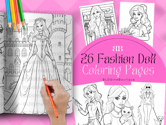 Fashion Doll KDP Coloring Book Interior Graphics