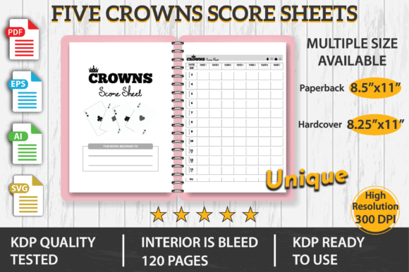 Five Crowns Score Sheets KDP Interior Graphics