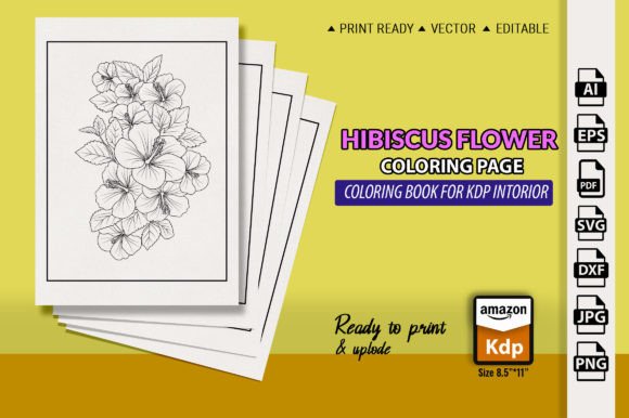 Hibiscus-China Rose Coloring Page Book