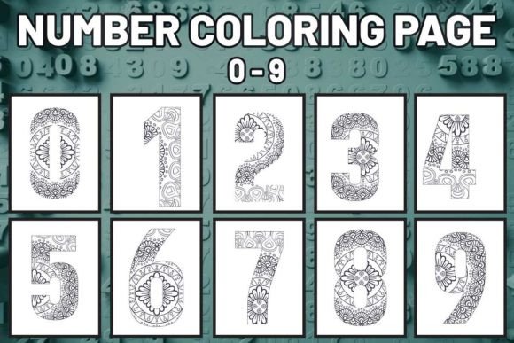 Number Coloring Page 0–9 Graphics for KDP Interiors