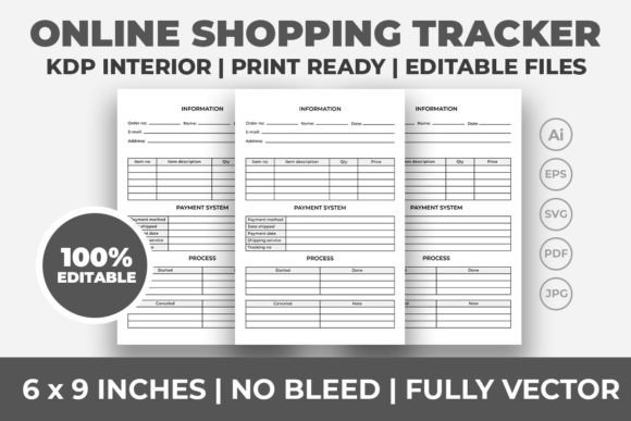Online Shopping Tracker KDP Interior Graphics