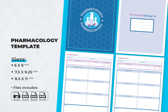 Pharmacology Planner Template: Graphics for KDP Interiors