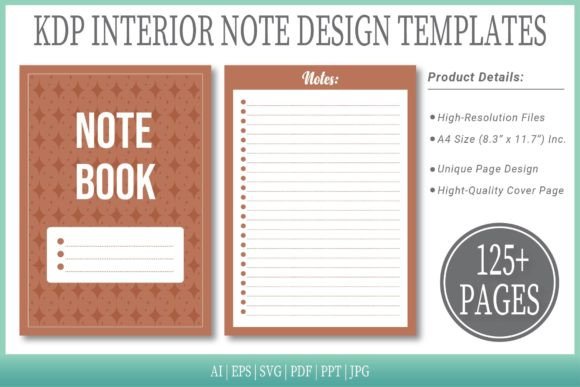 Pinkish Brown Notepad Templates Graphics for Kdp Interiors