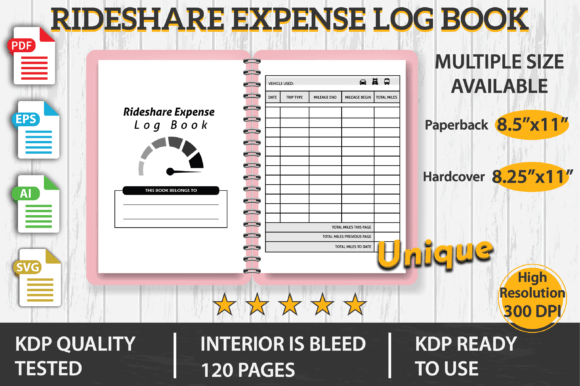Rideshare Expense Log KDP Interior Graphics