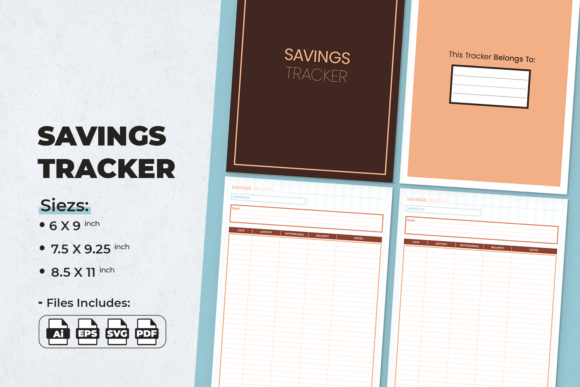 Savings Tracker Planner Template: Graphics for KDP Interiors