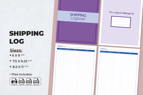 Shipping Log Planner Graphics for Kdp Interiors