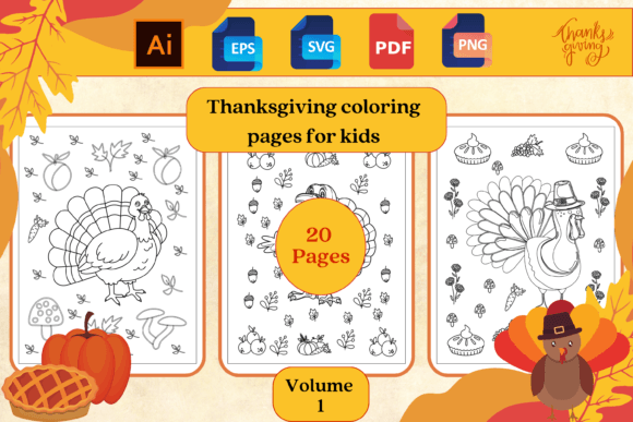Thanksgiving Coloring Pages for Kids 1 Graphics
