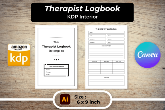 Therapist Log Book Journal Planner KDP Graphics for Kdp Interiors