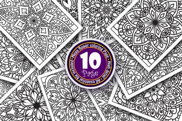 Trendy Flower Coloring Pages Graphics Bundle